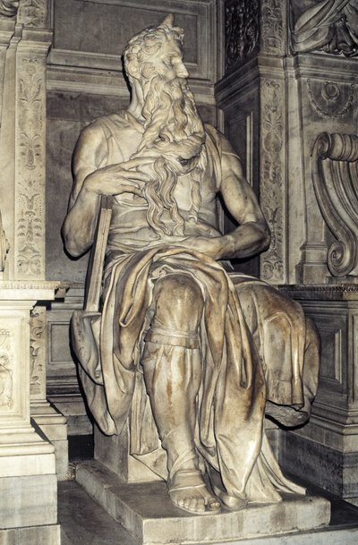 Moses, Skulptur aus dem Grab von Papst Julius II (1453-1513) 1513-16 von Michelangelo Buonarroti